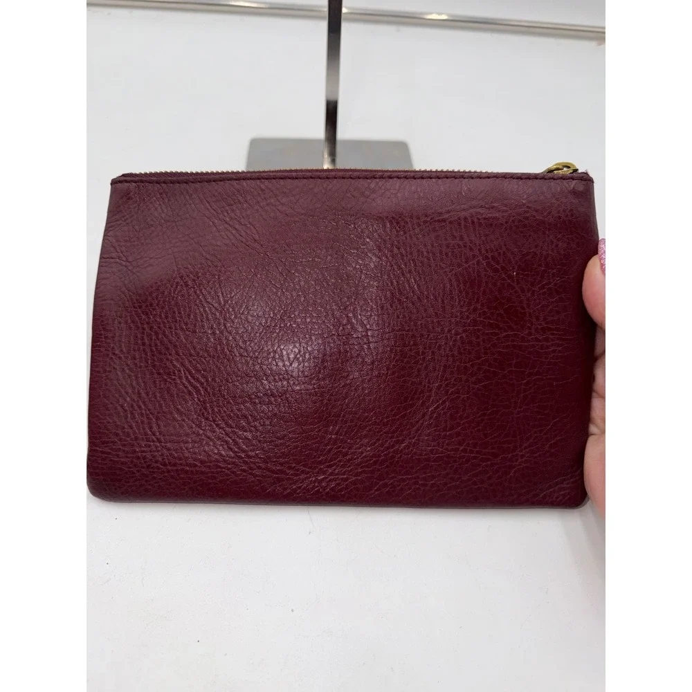 Madewell Burgundy Leather Star Pouch Zip Clutch Bag Gold Foil Celestial